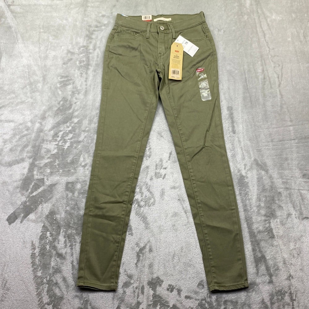 Levis 710 Super‎ Skinny Jeans Womens 25 Short Olive Green Mid Rise NEW